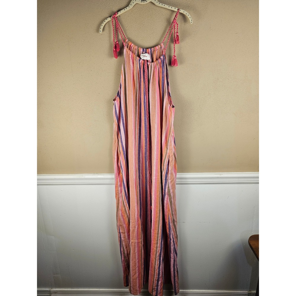 Xirena Womens Multi Striped Linen Blend Esme Maxi Dress XL